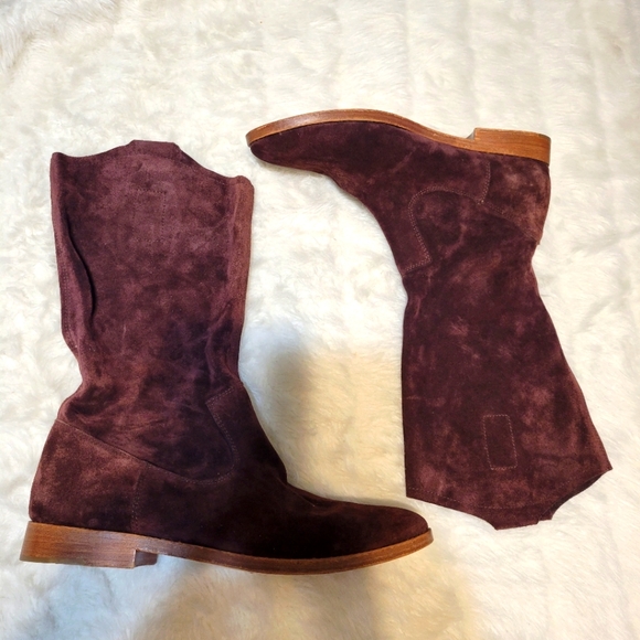 Joie | Ogden Mahogany Suede Leather Mid Calf Slouchy Boots | Size 41 | US 10 - Picture 2 of 10